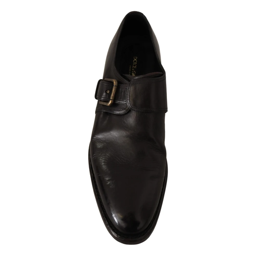 Dolce & Gabbana Vintage Zwarte Leren Monk Strap Schoenen Black Heren