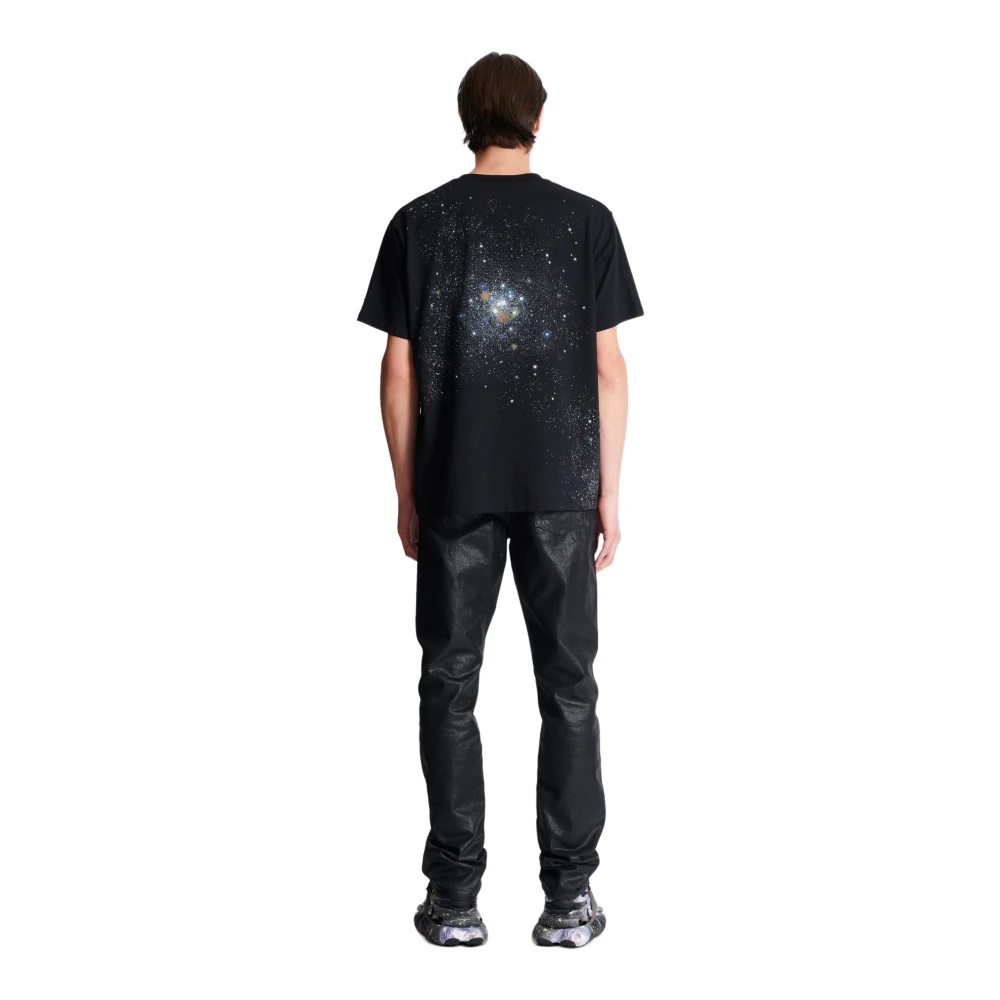 Balmain Gedrukt Univere-logo en teer T-shirt Black Heren