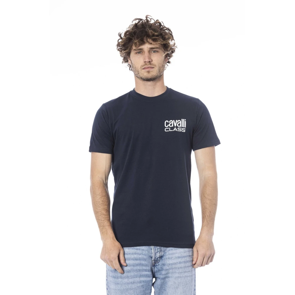Cavalli Class Logo Print Korte Mouw T-shirt Blue Heren