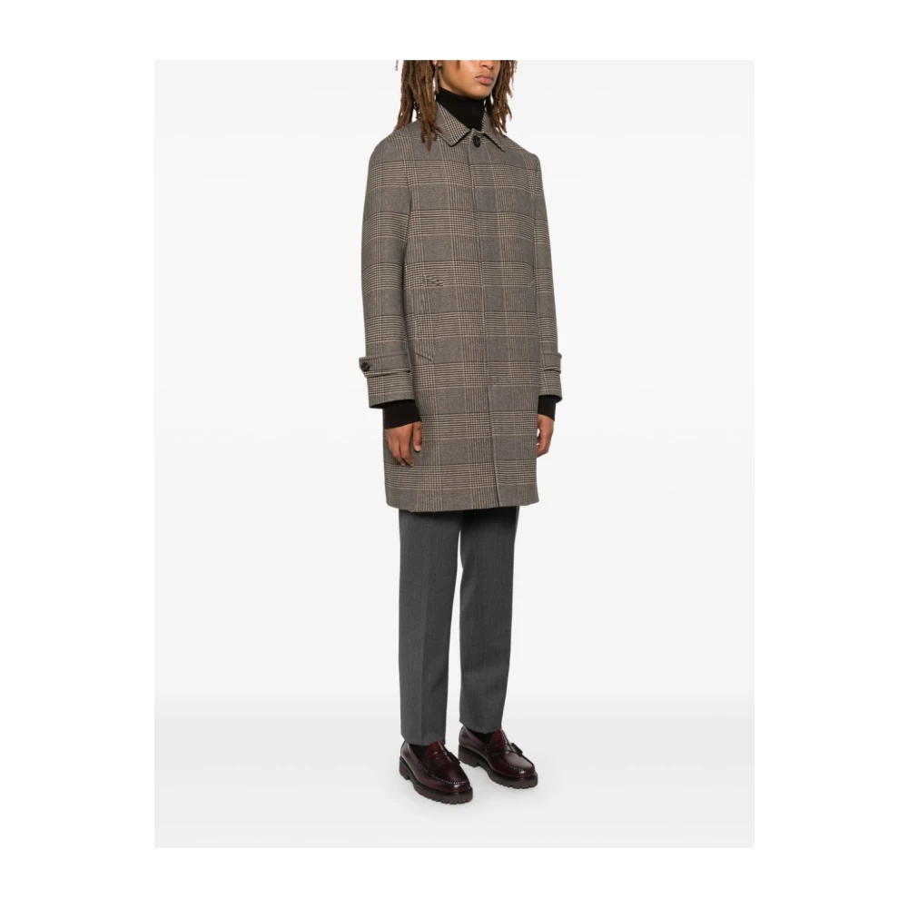 Circolo 1901 Bruine Overcheck Katoenen Jas Geruit Patroon Brown Heren