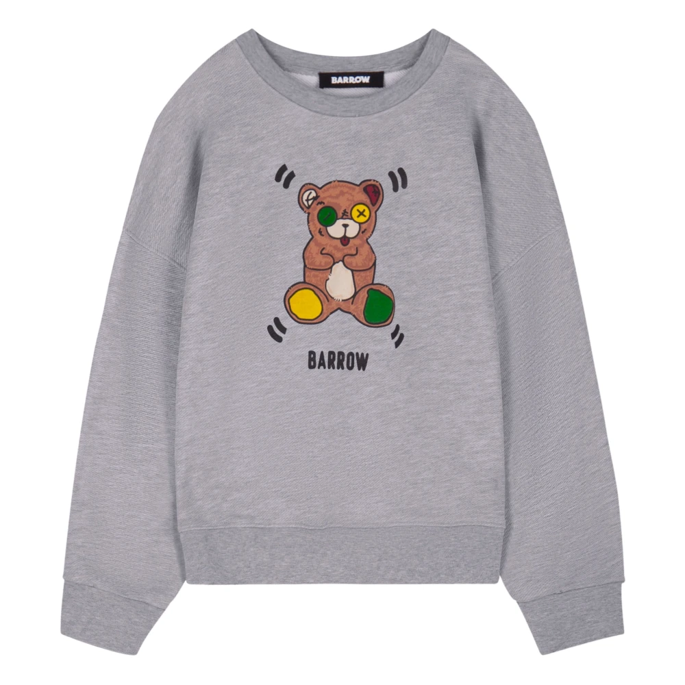 Barrow Sweatshirt met ronde hals en print Gray Unisex