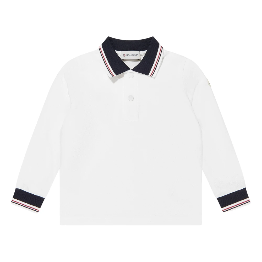 Moncler Beige Cotton Long Sleeve Polo Shirt - Male - Kids Short Sleeve T-Shirts - 10 Y - Kids