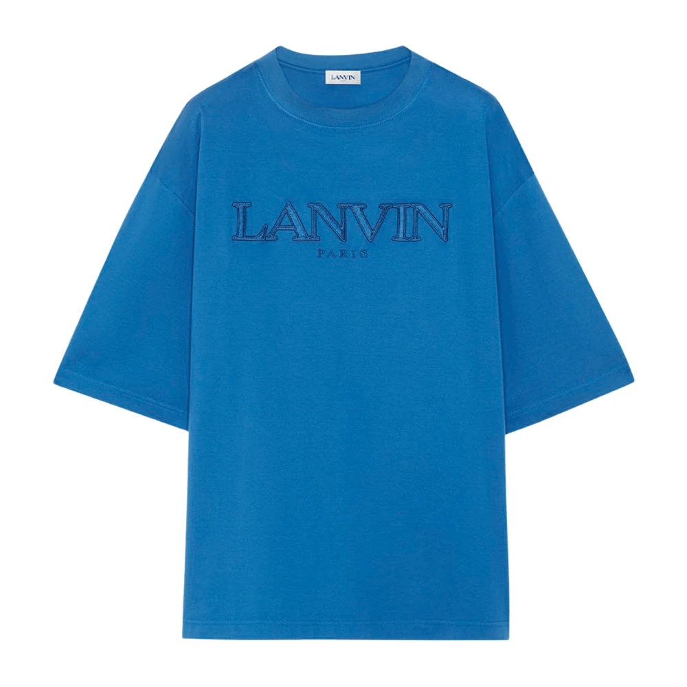 Lanvin Blauw Geborduurd Oversize Tee-Shirt Parijs Blue Heren
