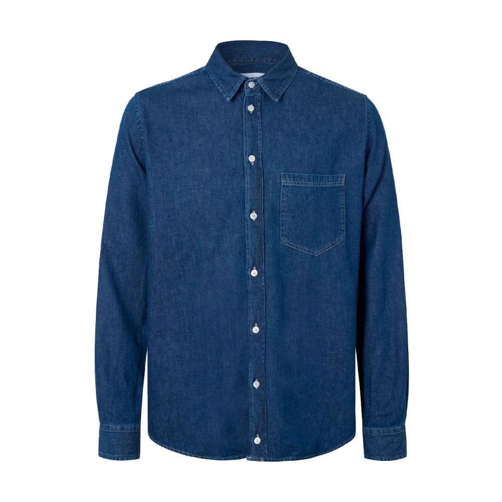Samsøe Klassieke denim overhemd met lange mouwen Blue Heren
