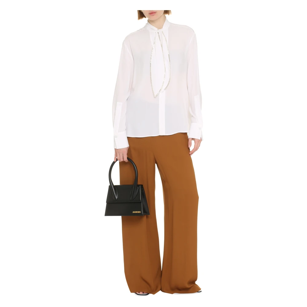 Genny Zijden Crêpe Shirt met Kralenborduursel White Dames