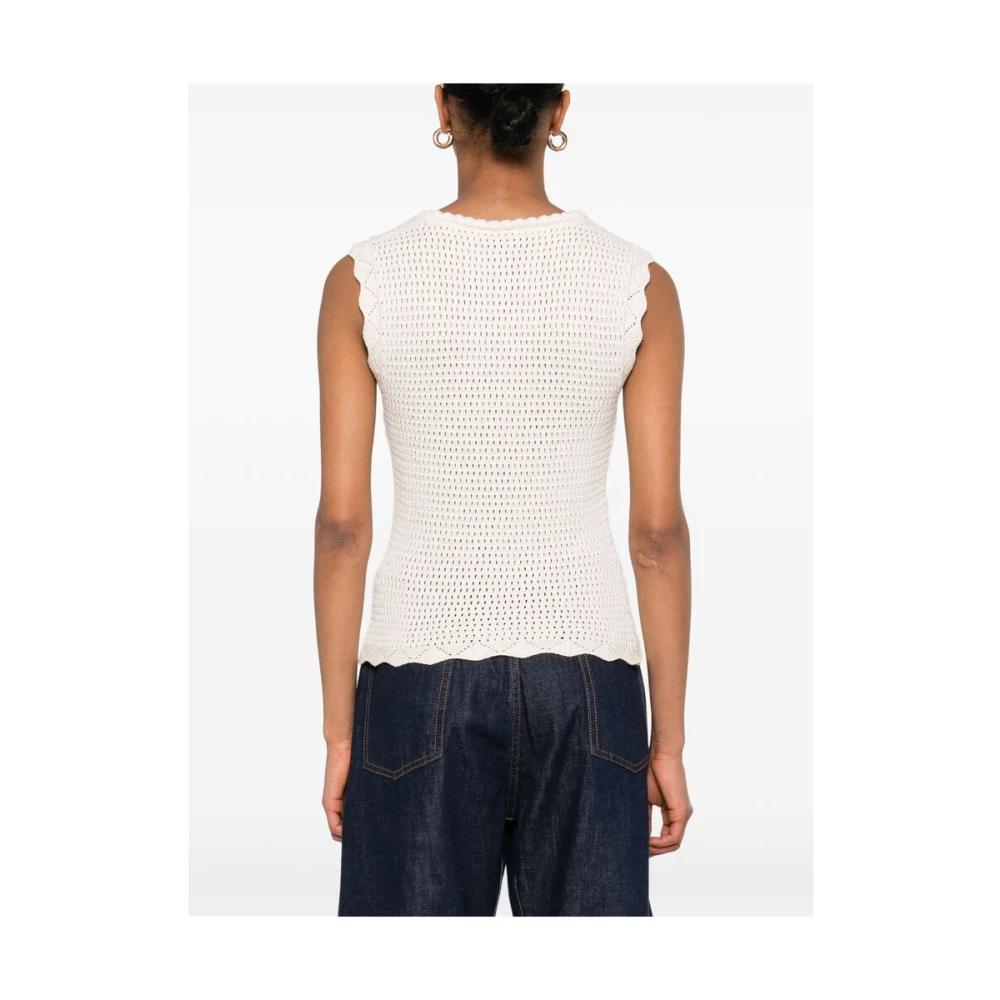 A.p.c. Beige Mouwloze Sweater met Knoopsluiting White Dames