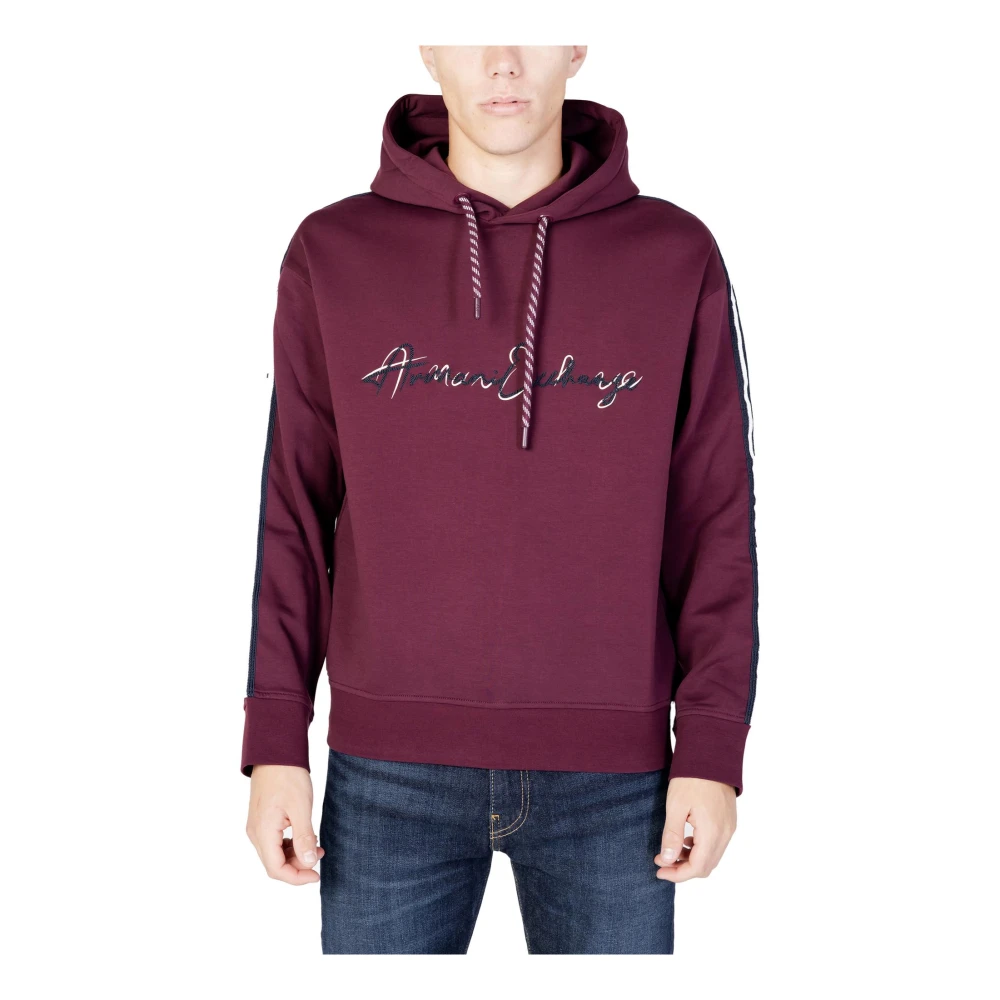 Armani Exchange Men's Red Bordeaux Print Hooded Sweatshirt - Hoodies - L - Sweatshirts & Hoodies