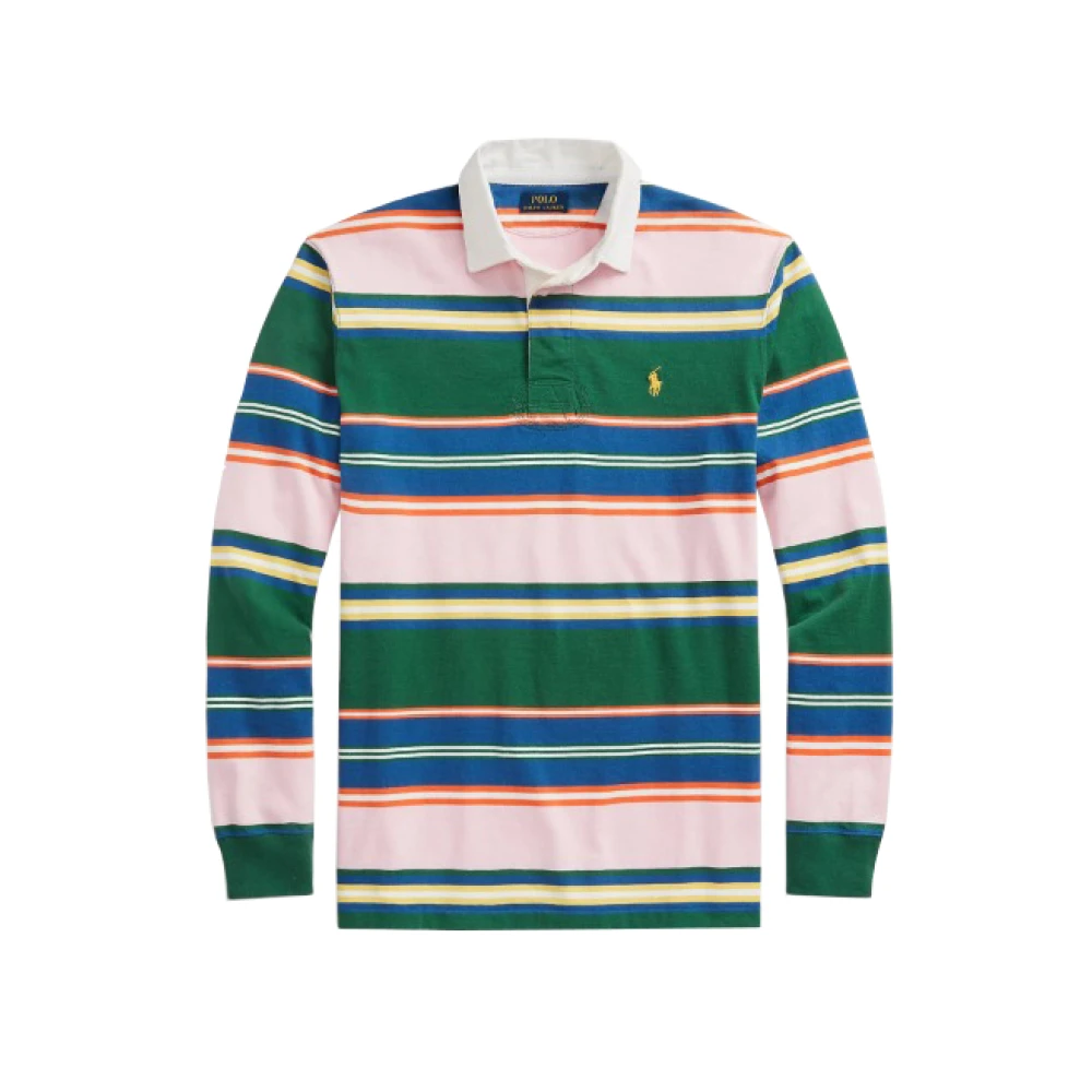 Polo Ralph Lauren Gestreept Roze Polo Shirt Lange Mouw Multicolor Heren