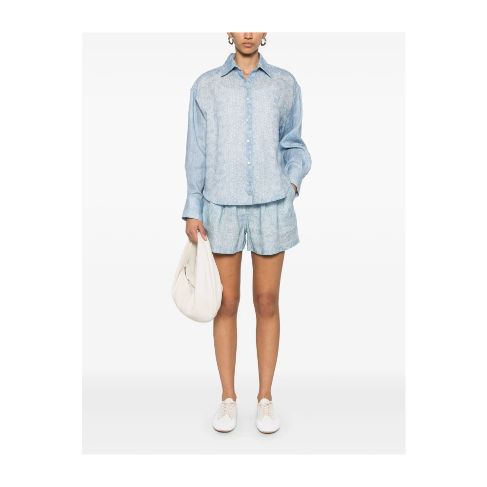 Ermanno Scervino Heldere Blauwe Geplooide Shorts Blue Dames