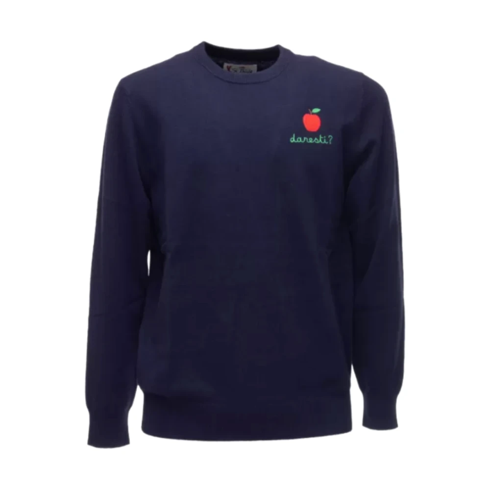 Mc2 Saint Barth Men's Blue Round-Neck Knitwear, Xl, Heron Light Embry Crew Neck Jumper
