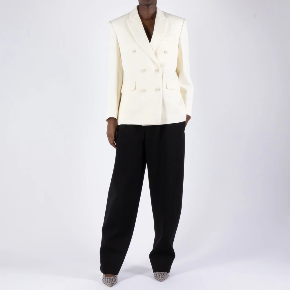 Wardrobe.nyc Dubbelborstige Wollen Blazer White Dames