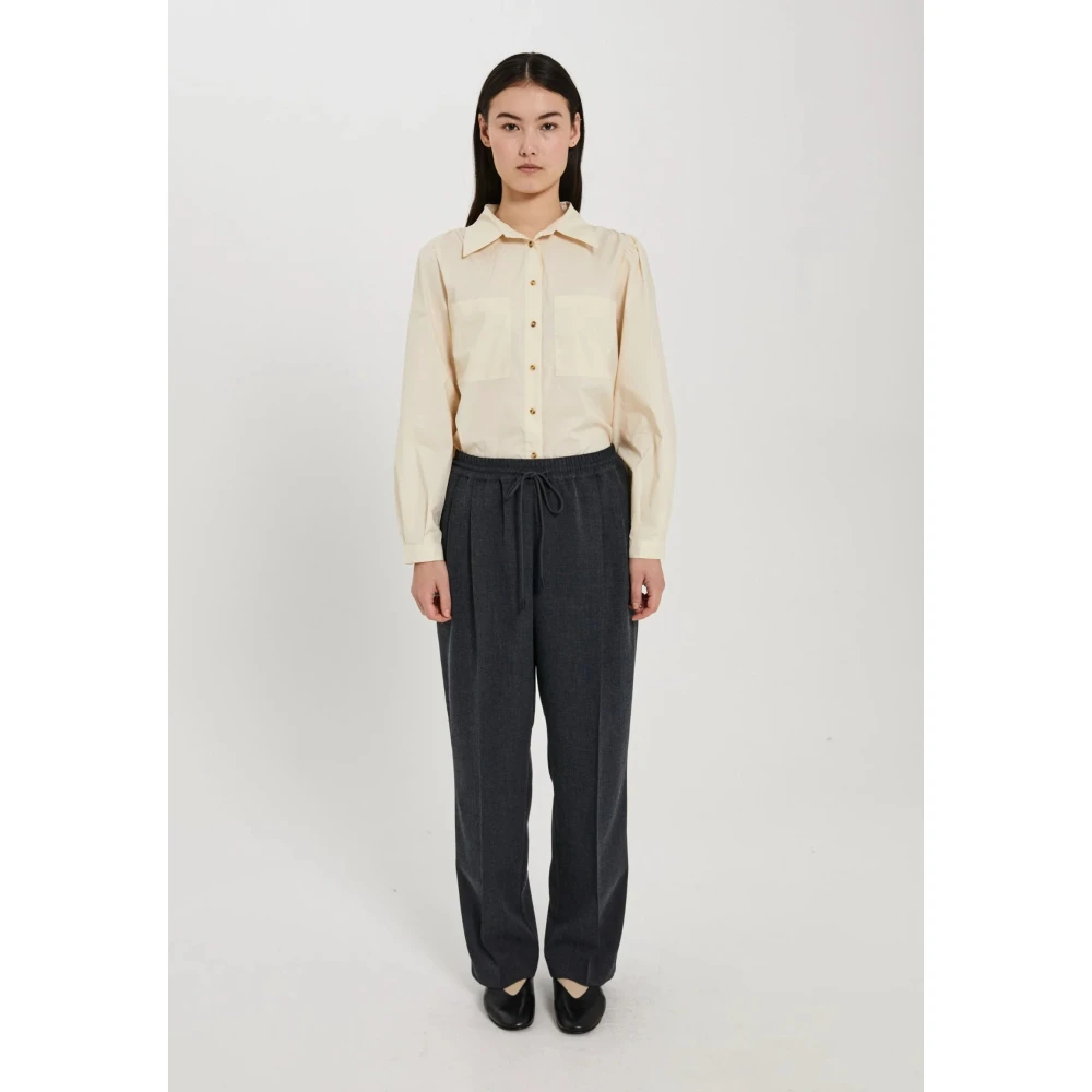 Norr Casual trekkoord elastische tailleband broek Gray Dames