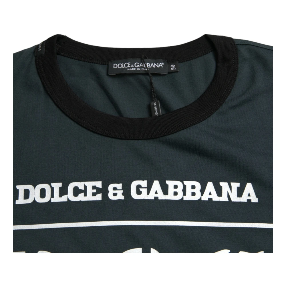 Dolce & Gabbana Blauw Grafisch Print Crew Neck T-shirt Blue Heren