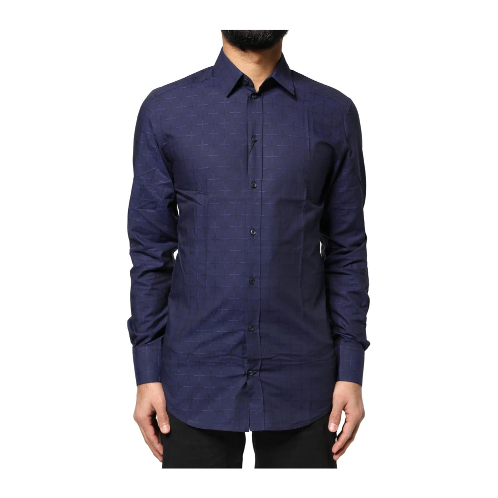 Dolce & Gabbana Blue Check Tartan Formal Dress Shirt - Male - Casual Shirts - Blue - S - Shirts - Image 3
