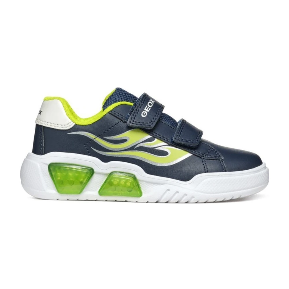 Geox Boys Blue Sneakers,, Navy Lime Kids Trainers Size 29 Eu