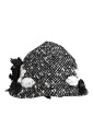 chapeau-cloche-noir-blanc-floral