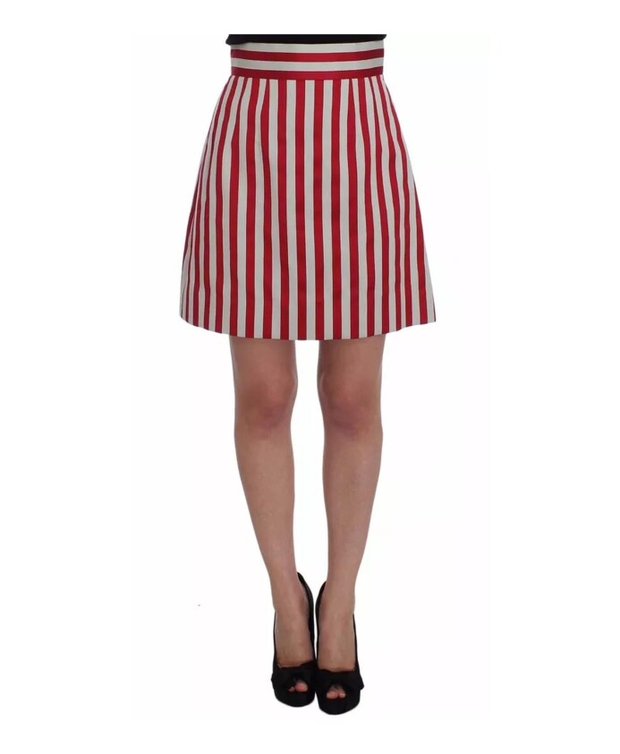 silver-red-striped-a-line-skirt