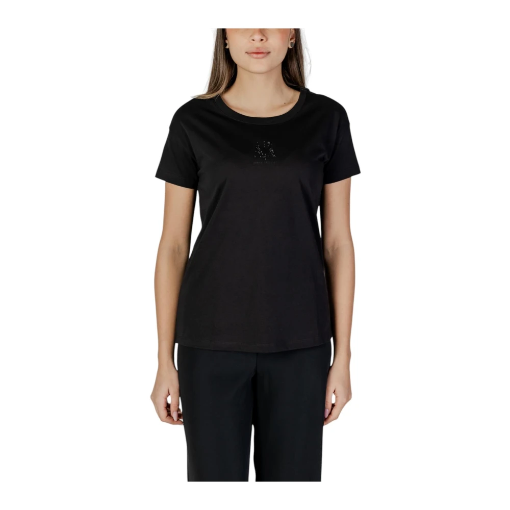 Armani Exchange Women's Black Casual Short Sleeve Crew Neck Tshirt