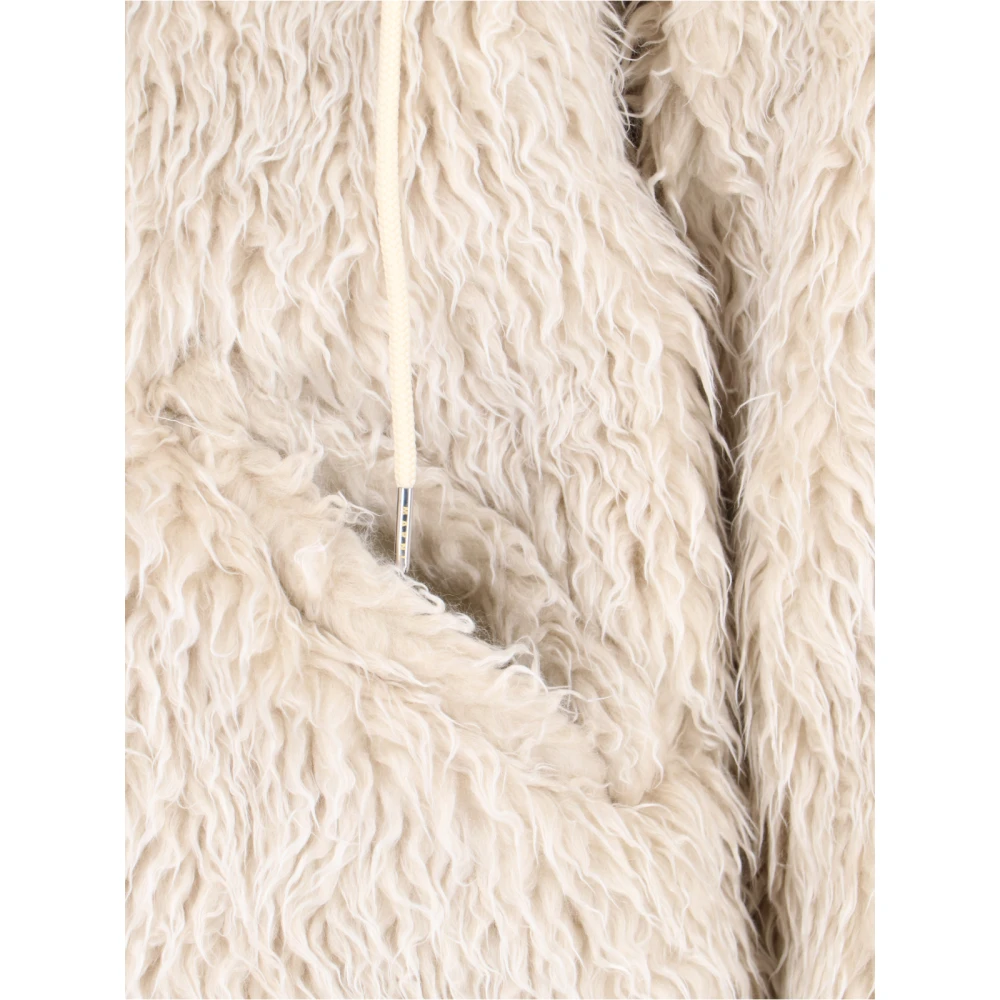 Marni Shearling Hoodie Jas Wit White Heren