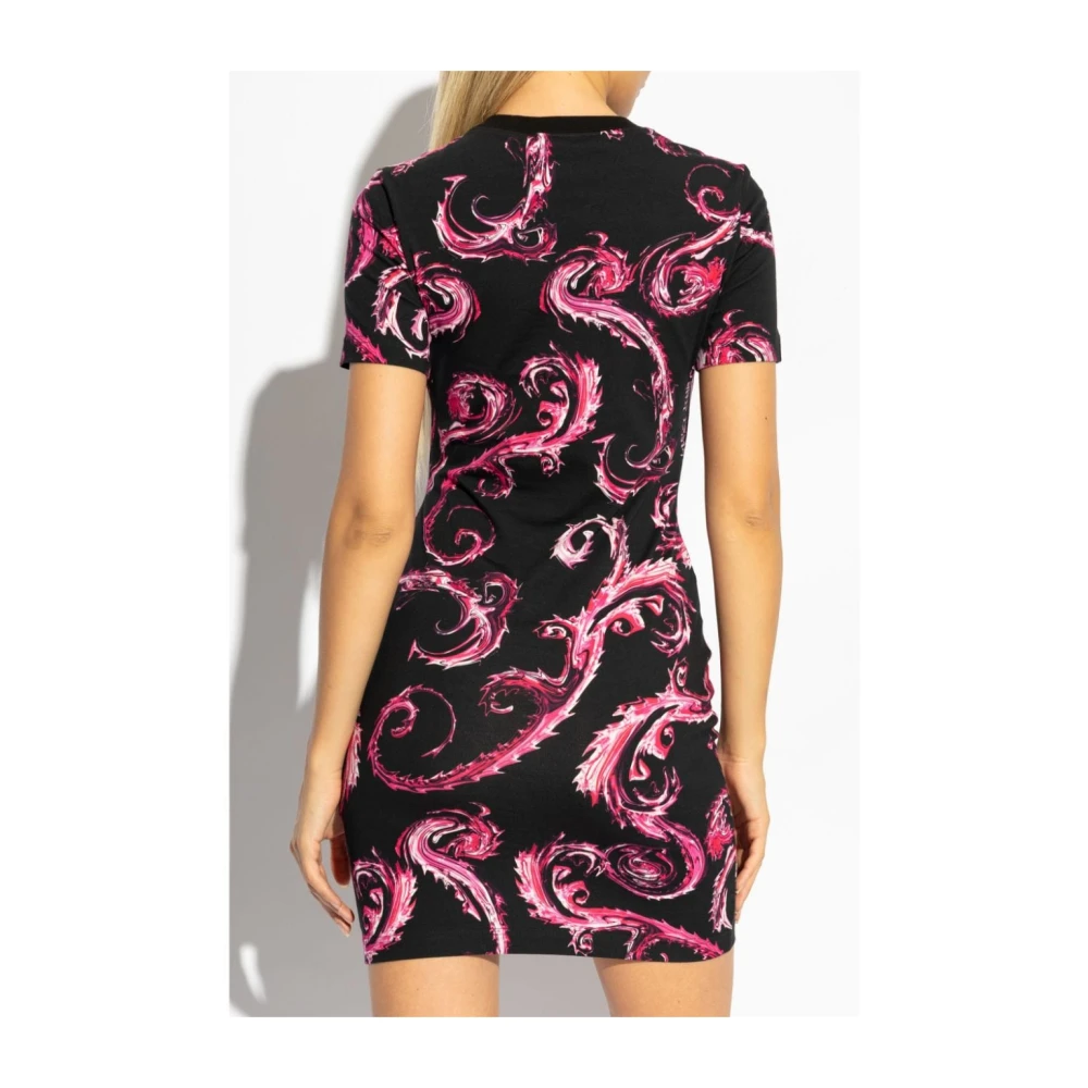 Versace Jeans Couture Zwarte Jurk Aw24 Damesmode Multicolor Dames
