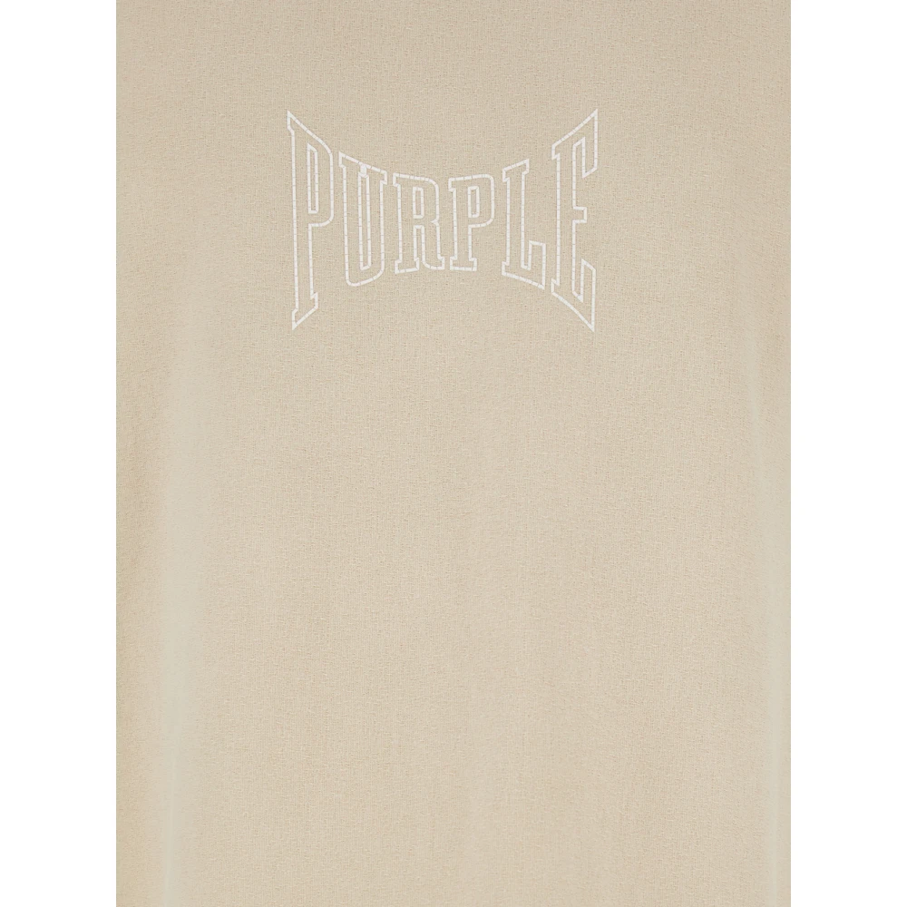 Purple Brand Logo Print Mouwloze T-shirts en Polos Beige Heren