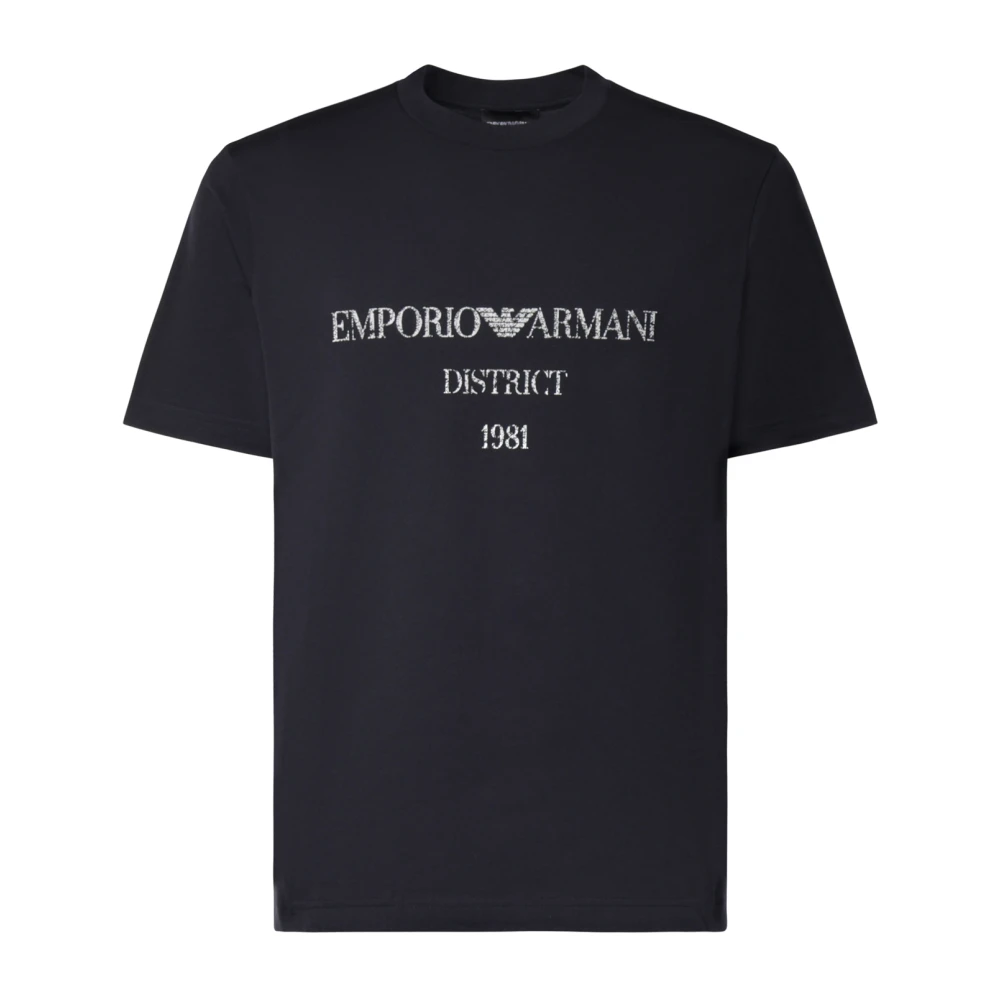 Emporio Armani Uomo Blu - T-Shirt In Cotone Con Logo - Tops - S