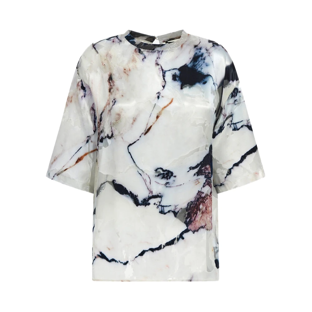 Roberto Cavalli Women's Multicolor T-Shirts, Xs, Marble Print T-Shirt