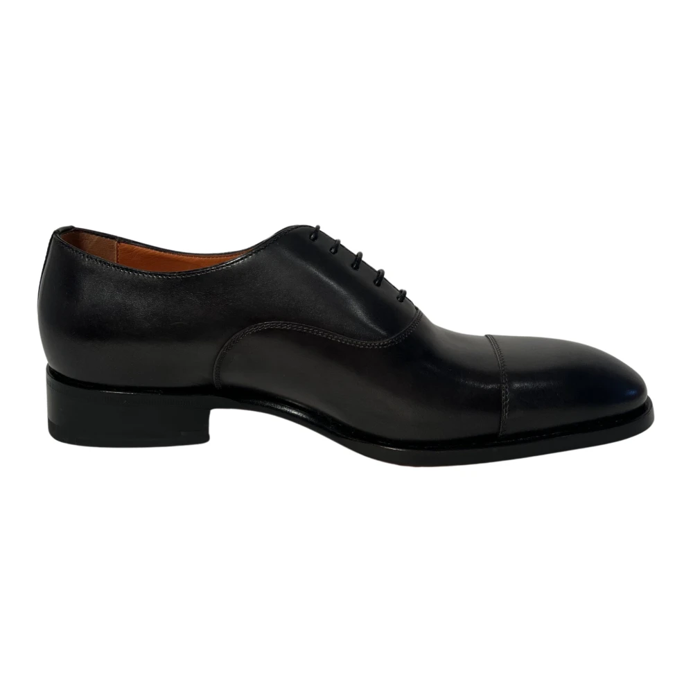 Santoni Handgjorda Läder Oxford Skor Black, Herr