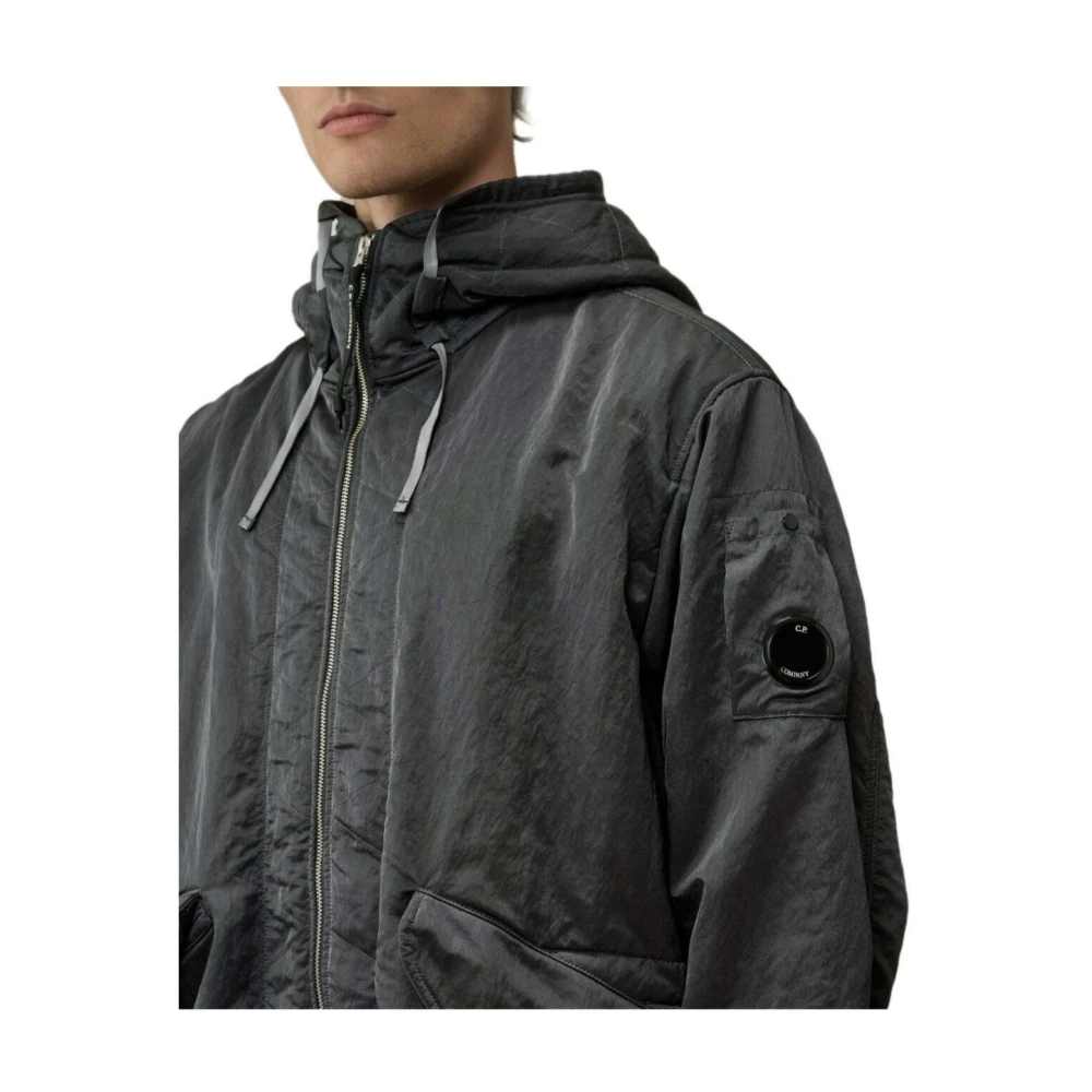 C.P. Company Zwarte Zand Nylon Parka met Lens Black Heren