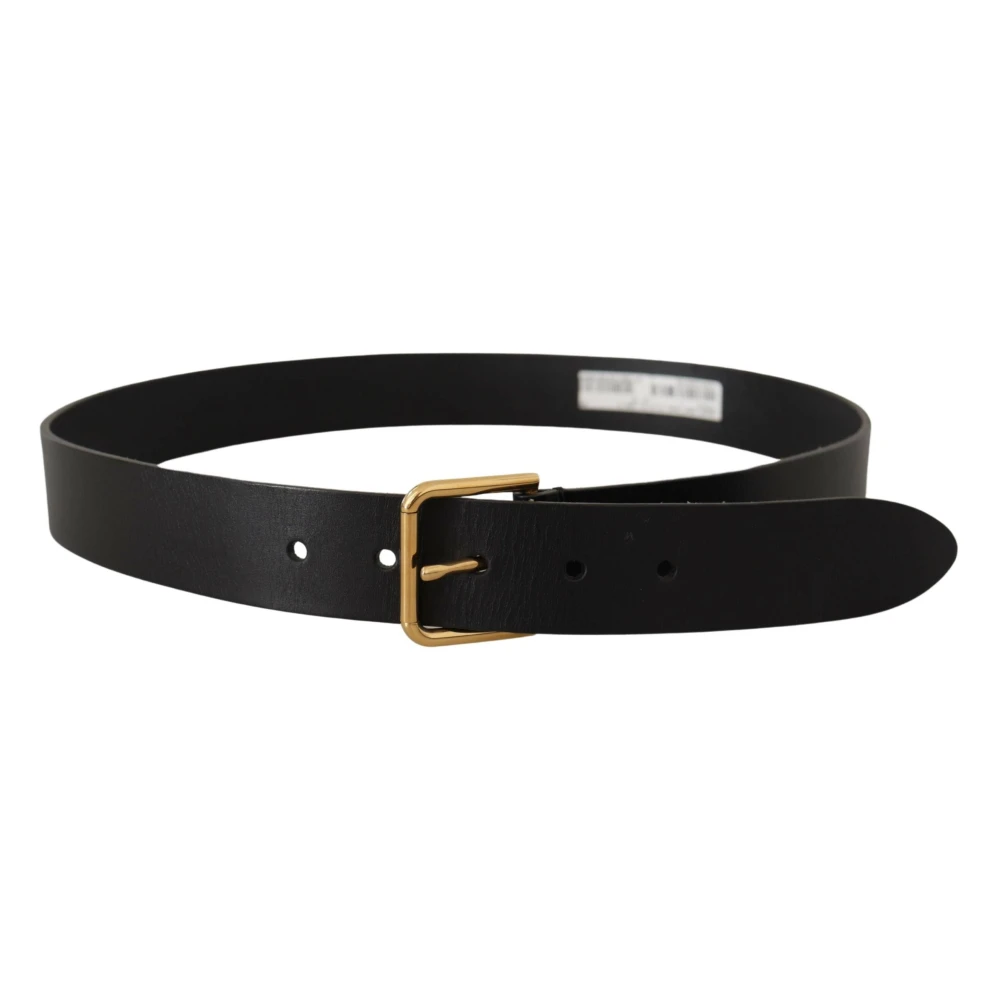 Dolce & Gabbana Luxe Zwart Leren Riem met Goudkleurige Gesp Black Dames