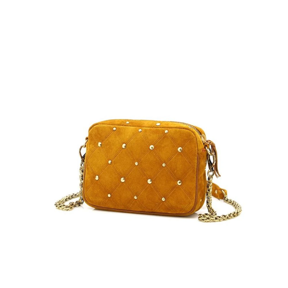 Claris Virot Amber Suède Schoudertas met Ketting Brown Dames