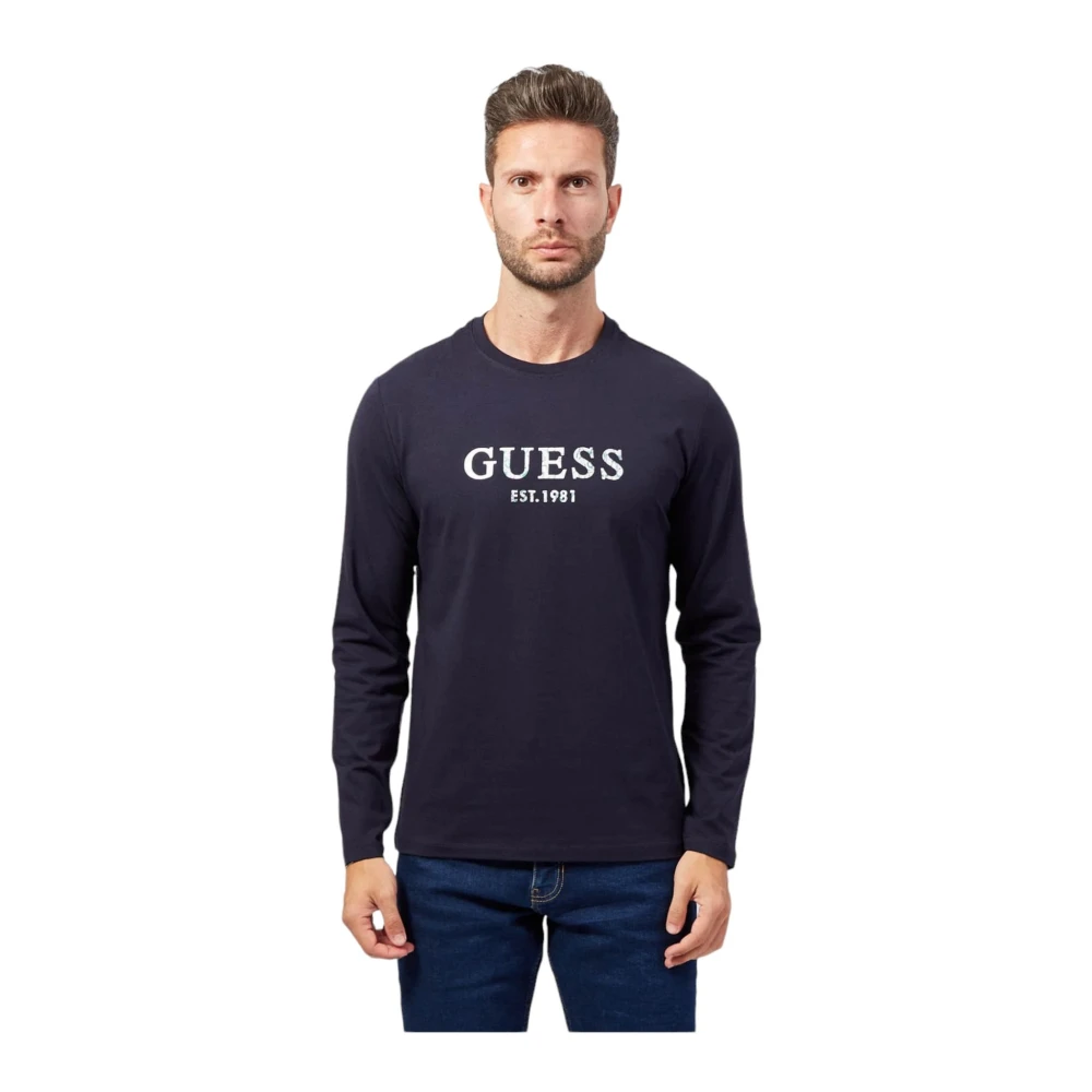 Guess Lange mouw T-shirt Blue Heren
