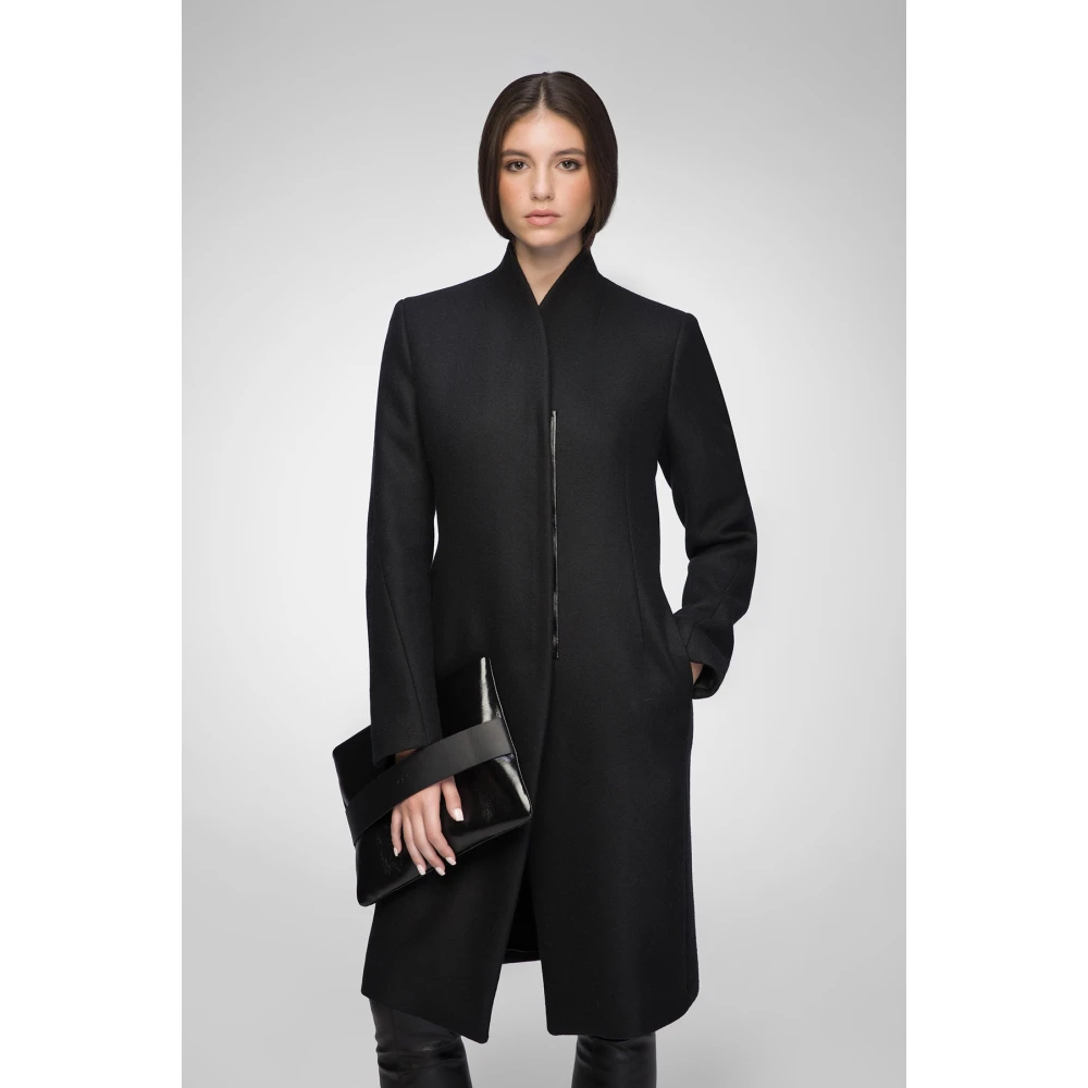 Vespucci by VSP Rosen Zwarte wollen jas Black Dames