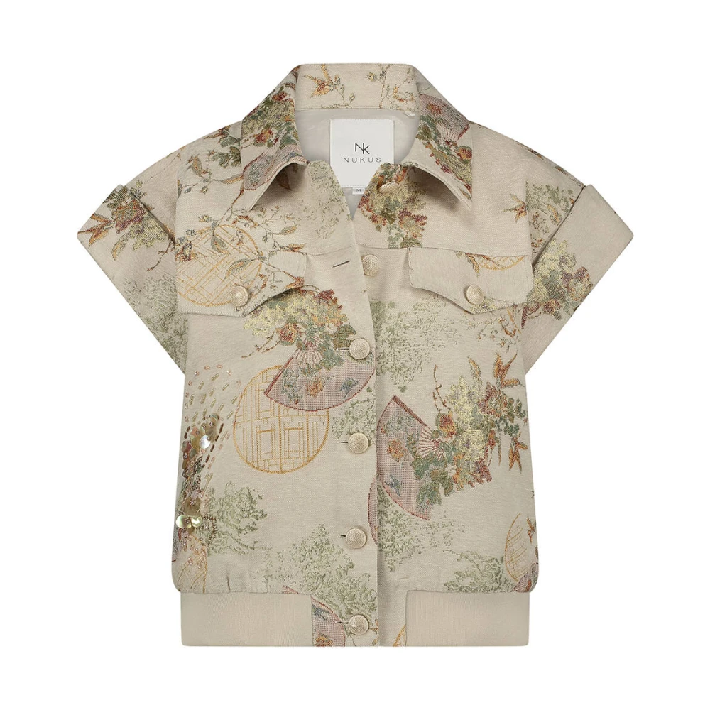 Nukus Geborduurde Top in Amy Stijl Beige Dames