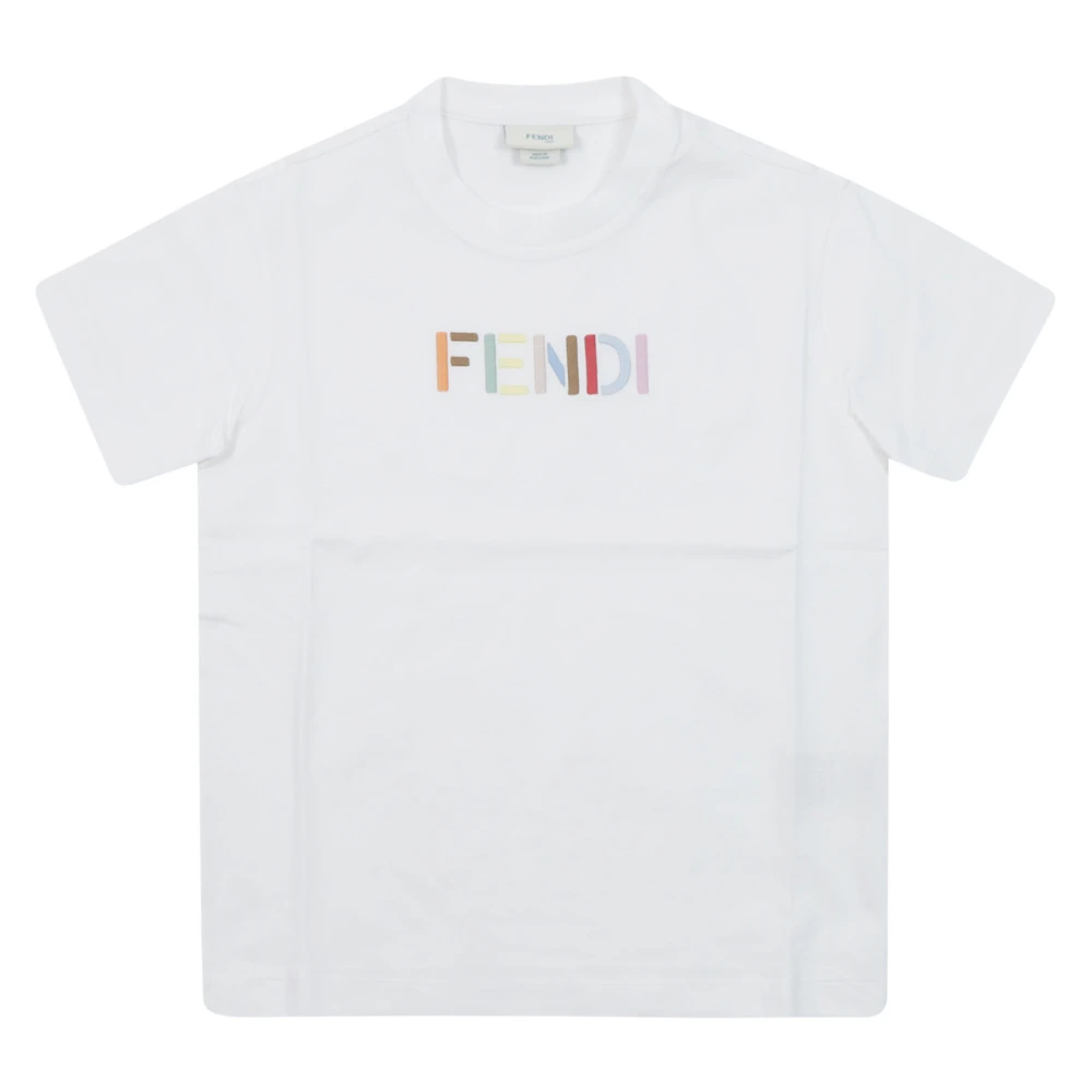 Fendi Graphic T-Shirt - Female - Kids Short Sleeve T-Shirts - White - 12 Y - Kids