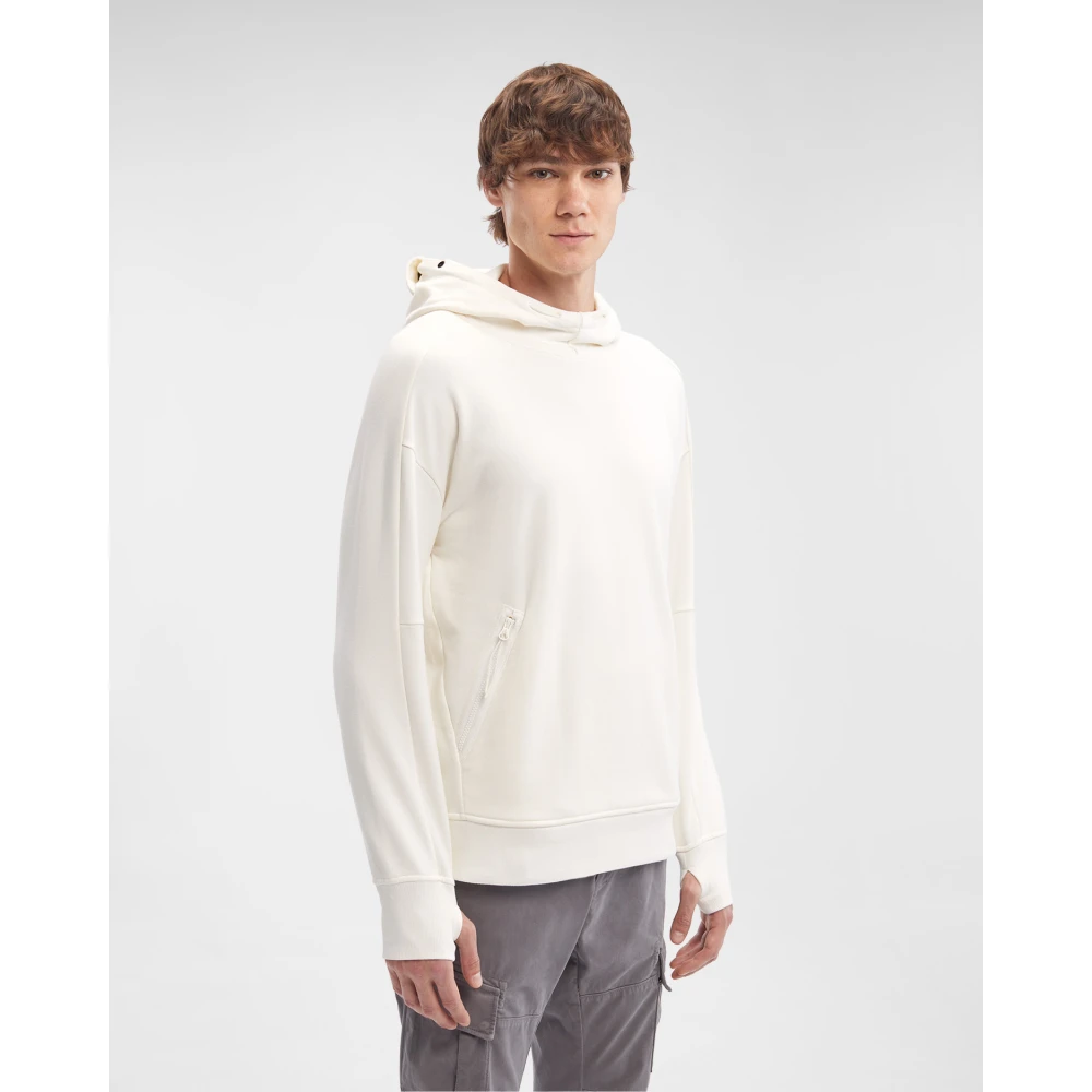 C.P. Company Diagonal Fleece Goggle Hoodie White Heren