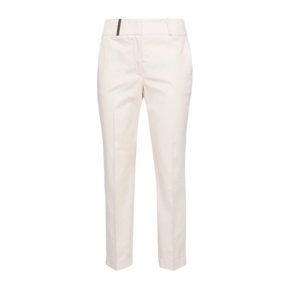 Beige Bukser med Slim Cut og Patch Detalj