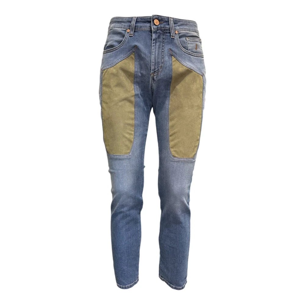 Jeckerson Skinny Jeans met Alcantara Patches Blue Heren