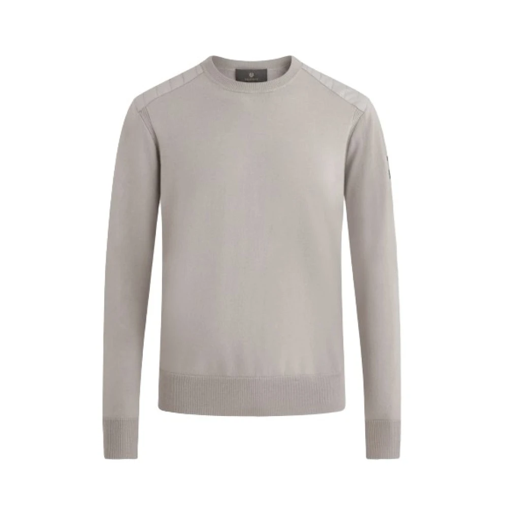 Belstaff Merino Crewneck Jumper met Schouderdetails Gray Heren