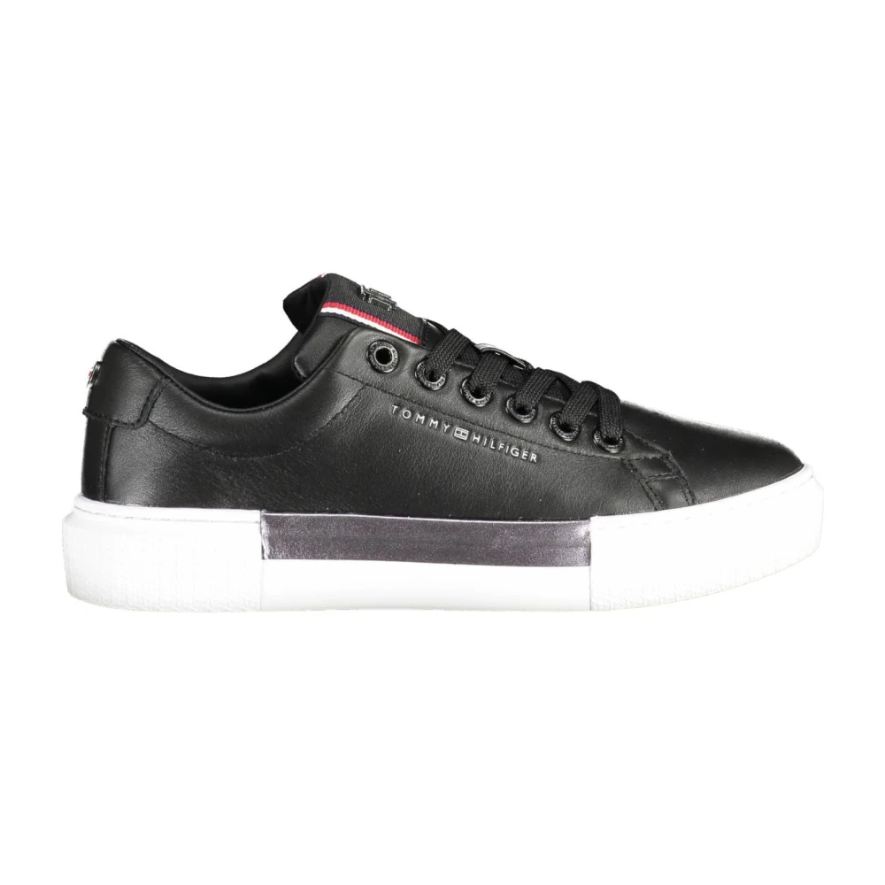 Tommy Hilfiger Women's Black Sneakers, 3 Uk, Sporty Trainers With Contrast Details