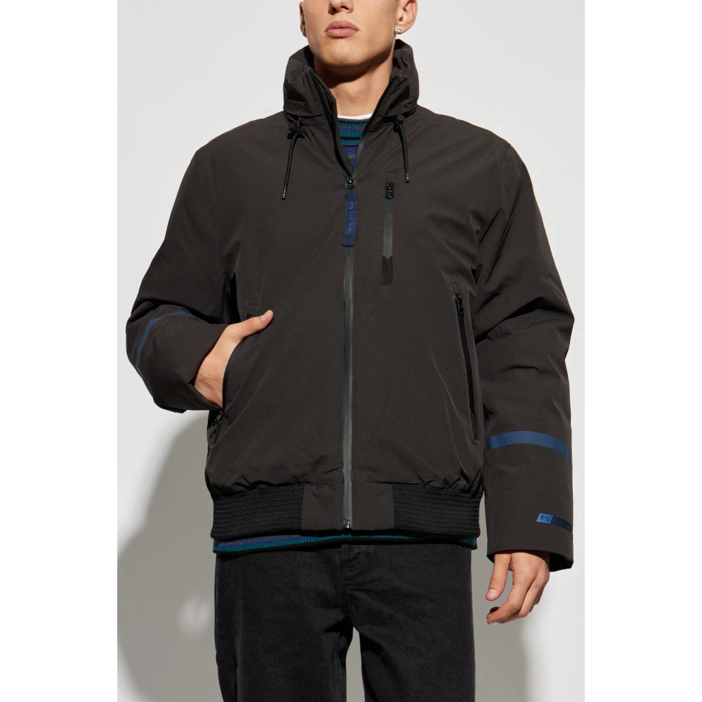 PS By Paul Smith Gewatteerde jas met capuchon verborgen in kraag Black Heren