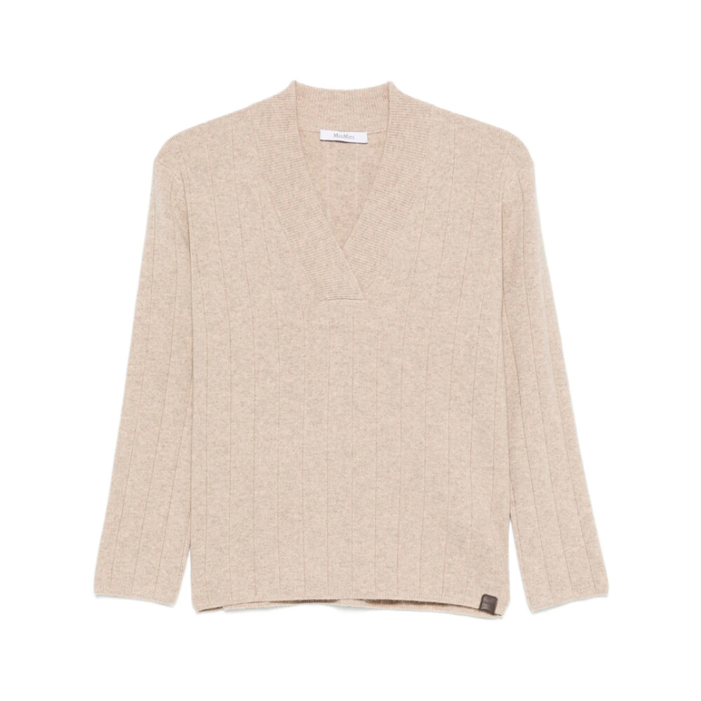Tシャツ・カットソー MAX MARA Black Wool Blend Plata Sweater Max-Mara-Brown-Knit-Black-Logo