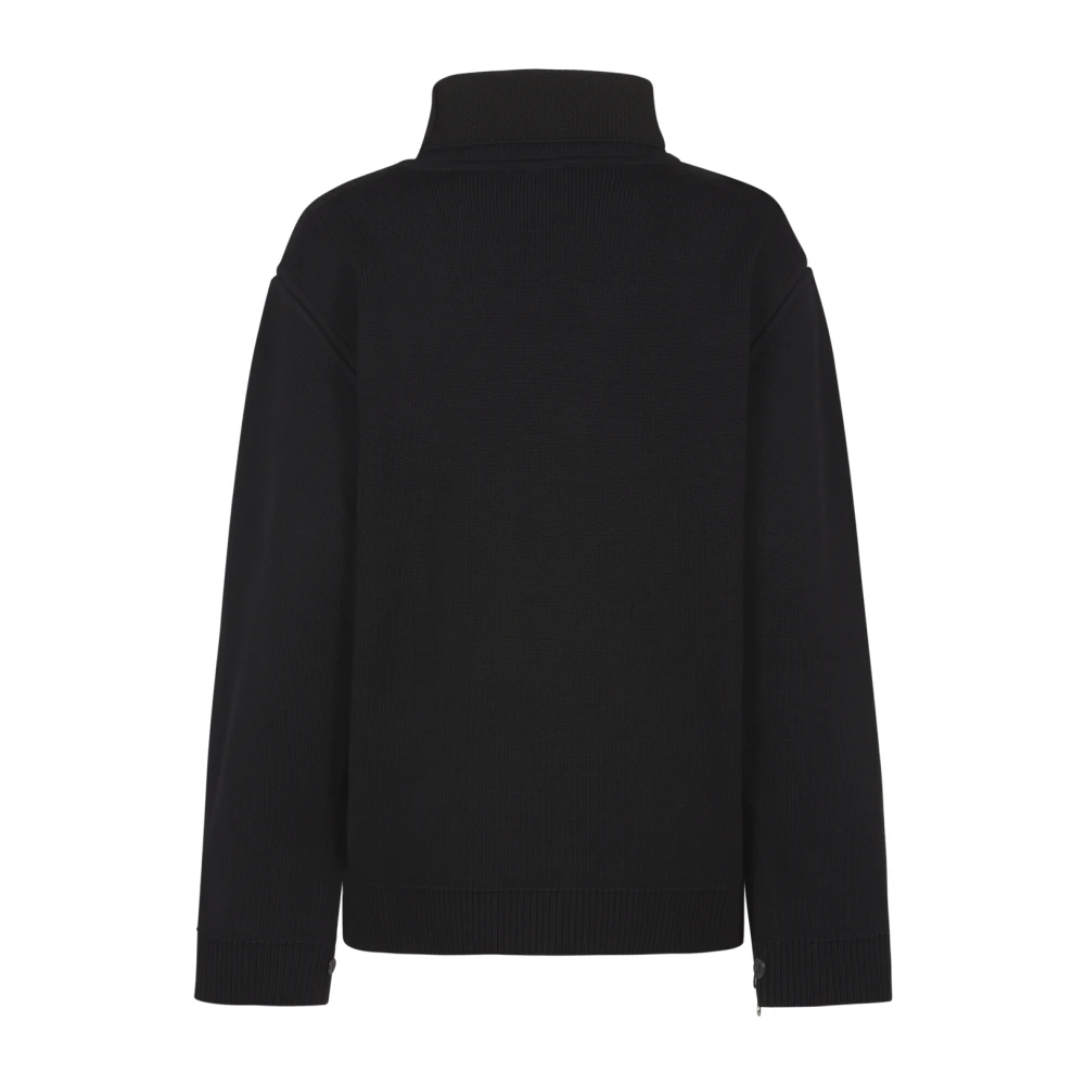 Courrèges Zwarte Maxi Mockneck Sweater met Rits Black Dames