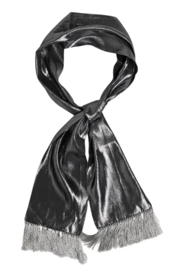 Metallic Gray Silke Fransar Foulard Halsduk
