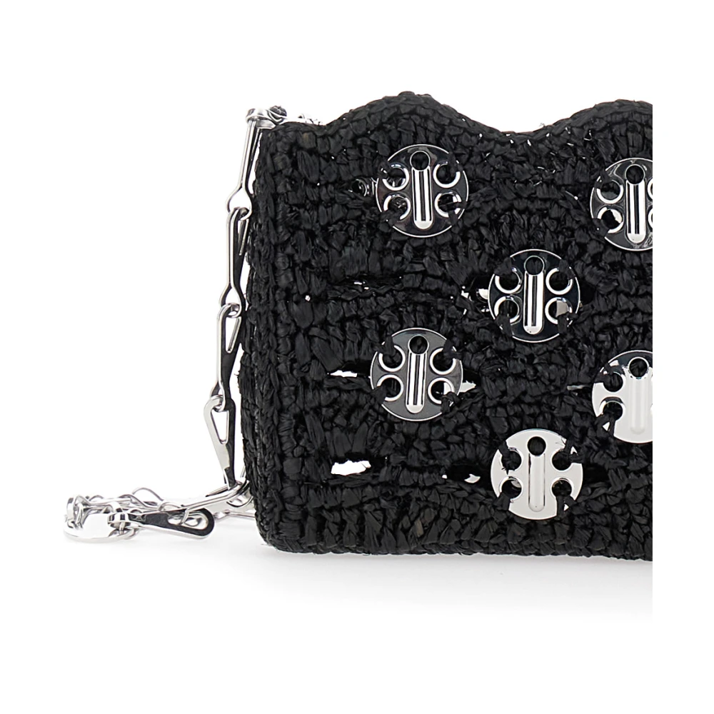 Paco Rabanne Zwarte schoudertas met kettingband en discs Black Dames