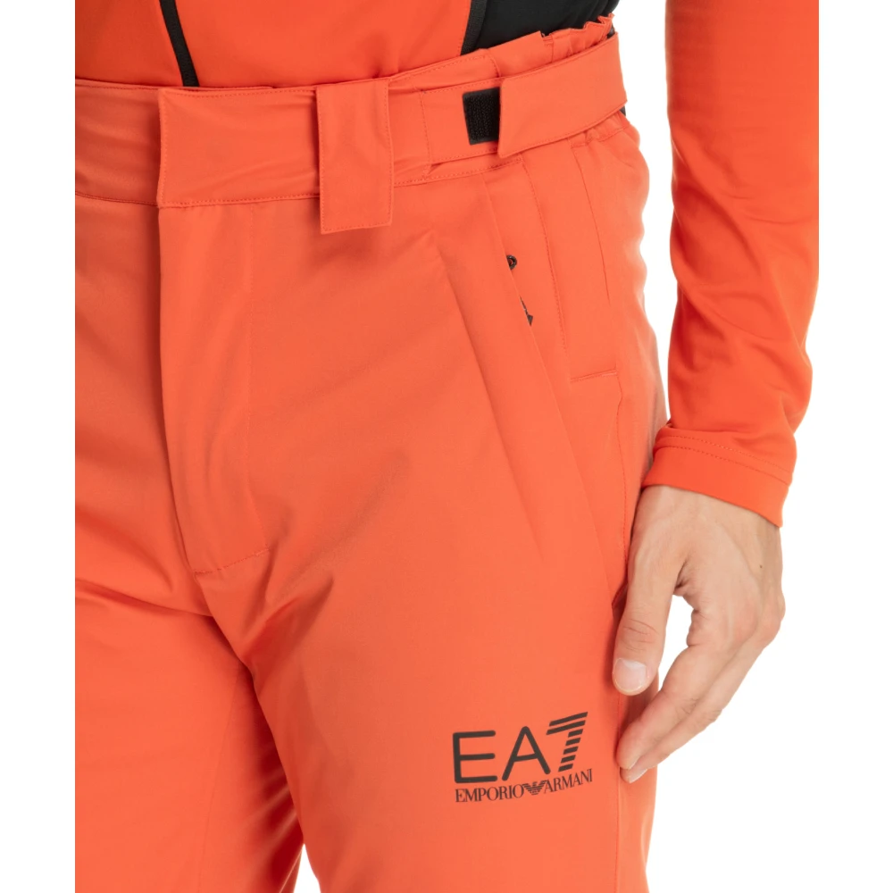 Emporio Armani EA7 Protectum Ski Broek Logo Multipockets Orange Heren