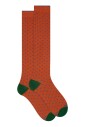 chaussettes-longues-en-coton-orange-a-pois-pour-hommes
