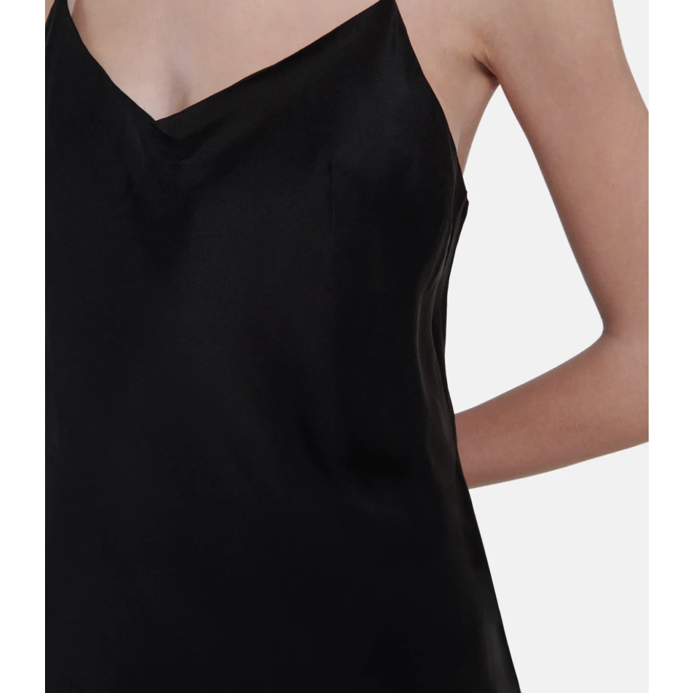 Twinset Zwarte Satijnen Maxi Slipjurk Tijdloze Elegantie Black Dames