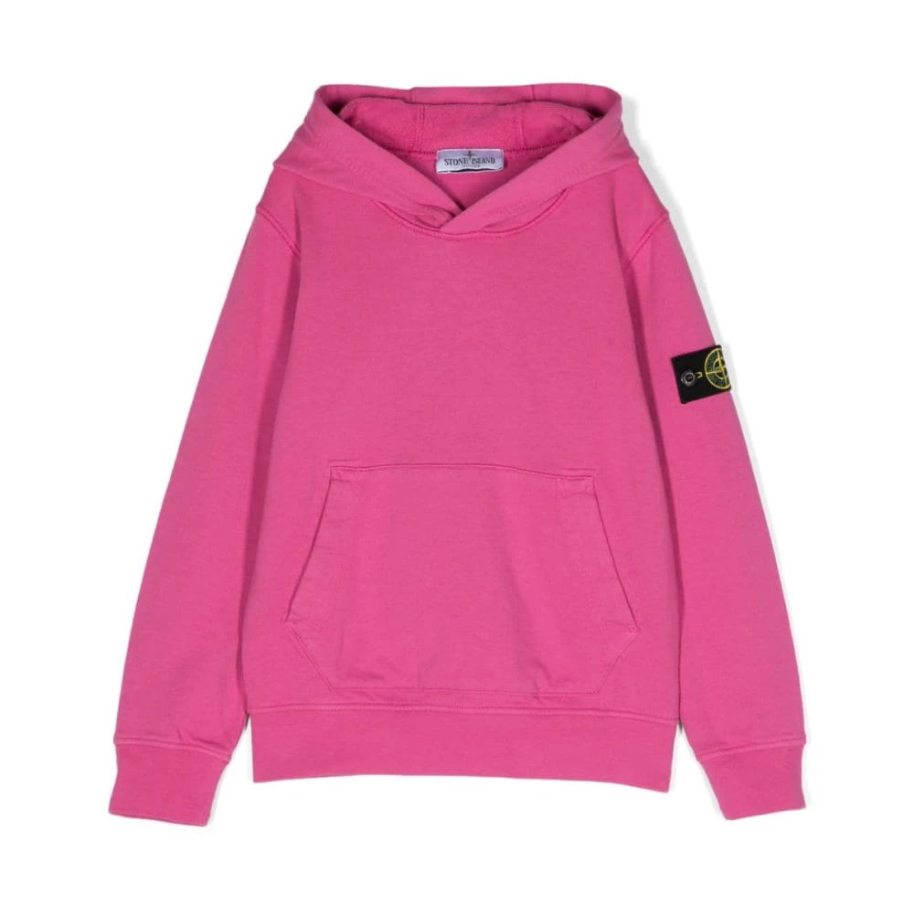 Stone Island Fuchsia Hoodie i Bomull Pink, Pojke