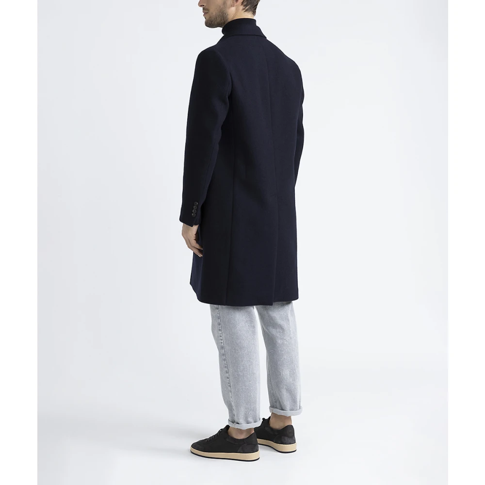 PESERICO Puur wollen enkellange jas Blue Heren